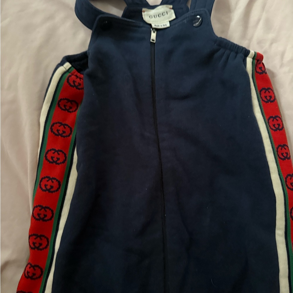 Gucci Navy Jumper with Red and Green Accents